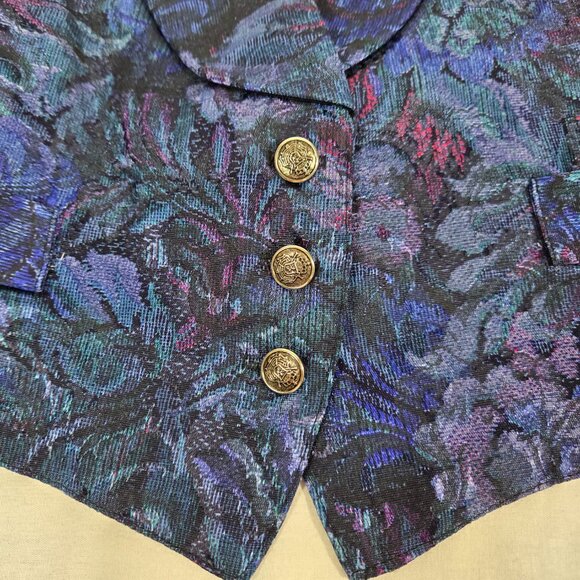 USA Vintage STUDIO by MICHELLE STUART Multicolor Floral JACQUARD Vest Women Sz M - Picture 11 of 17